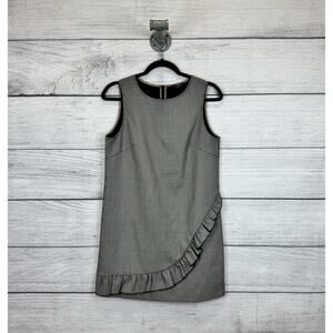 Tara Jarmon Women's Houndstooth Sleeveless Shift Ruffle Dress Size 40/8